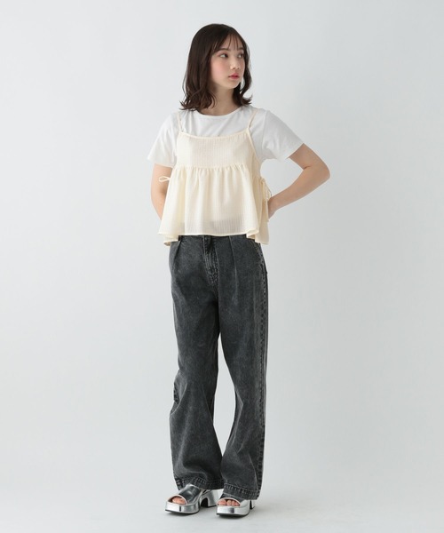 GLOBAL WORK（グローバルワーク）の「ポコポコキャミSET/AND YUA ANY/106434（キャミソール・キッズ・アイボリー/ブラック・150cm/160cm）」の4枚目の写真