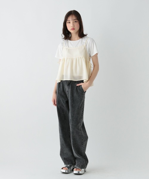 GLOBAL WORK（グローバルワーク）の「ポコポコキャミSET/AND YUA ANY/106434（キャミソール・キッズ・アイボリー/ブラック・150cm/160cm）」の5枚目の写真