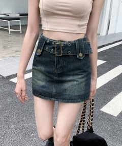最終値下げ　約定価12万　meryll rogge デニムスカート セール】アシメフリルロングデニムスカート（デニムスカート