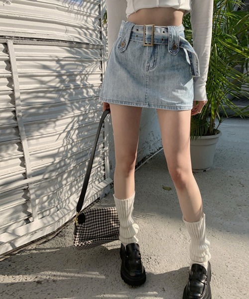 Miniministore（ミニミニストア）の「キュロットデニムスカート ハイウエスト（スカート・レディース・ブラウン/ピンク/ホワイト/インディゴブルー/ブラック/サックスブルー/チャコールグレー・L/XL/M/S）」の22枚目の写真