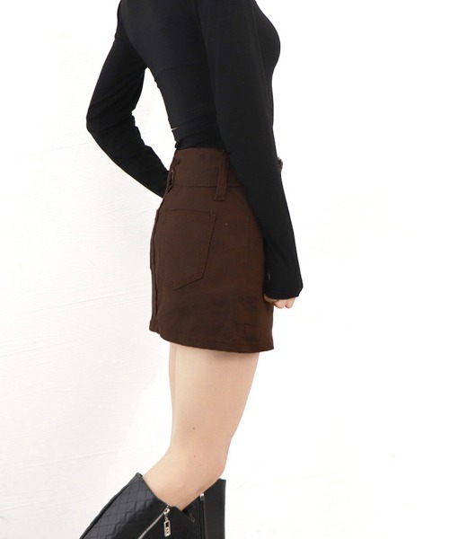 Miniministore（ミニミニストア）の「キュロットデニムスカート ハイウエスト（スカート・レディース・ブラウン/ピンク/ホワイト/インディゴブルー/ブラック/サックスブルー/チャコールグレー・L/XL/M/S）」の11枚目の写真