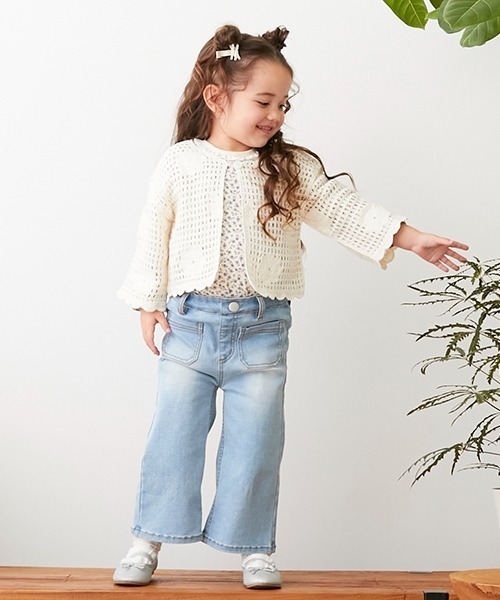petit main（プティマイン）の「【リンク】花モチーフクロシェカーデ(キッズ)（カーディガン/ボレロ・キッズ・アイボリー/ライトグリーン・S/M/L）」の11枚目の写真