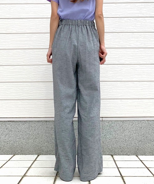 Q（キュー）の「リネンライクセミワイドパンツ（その他パンツ・レディース・チャコールグレー/ブラック・MEDIUM）」の5枚目の写真