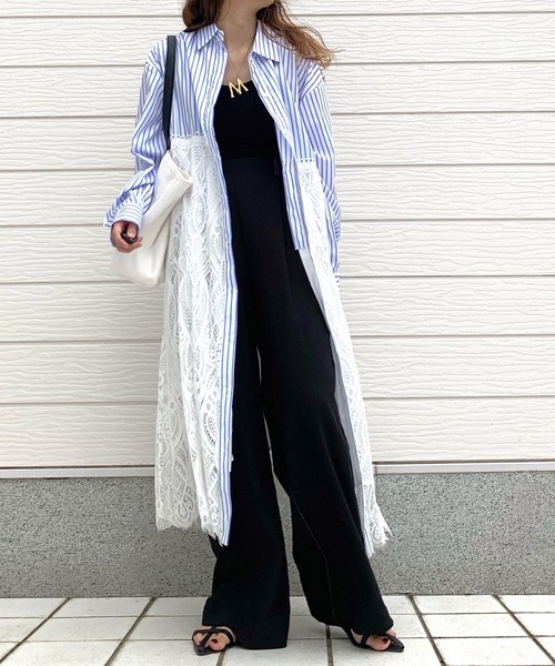 Q（キュー）の「リネンライクセミワイドパンツ（その他パンツ・レディース・チャコールグレー/ブラック・MEDIUM）」の10枚目の写真