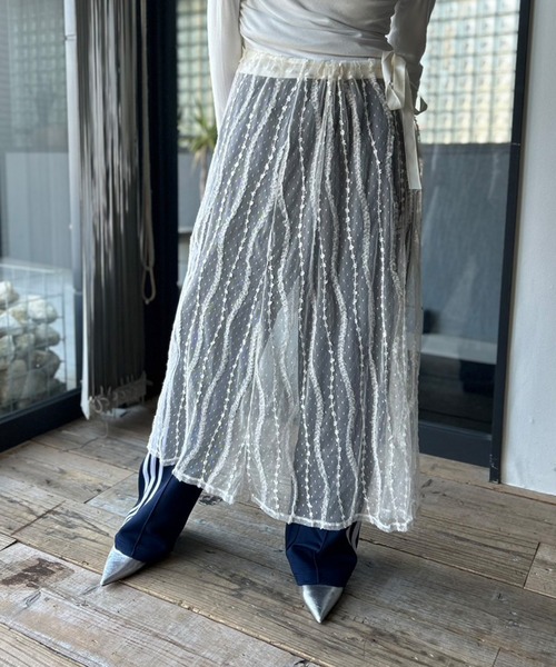 Kotoe(コトエ)の「シースルー ロングレーススカート シアースカート(スカート・レディース・ブラック/ホワイト・FREE)」の1枚目の写真