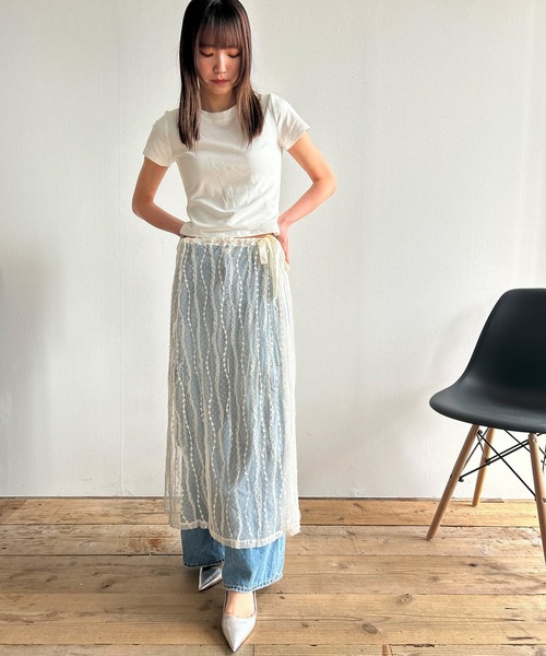 Kotoe(コトエ)の「シースルー ロングレーススカート シアースカート(スカート・レディース・ブラック/ホワイト・FREE)」の13枚目の写真