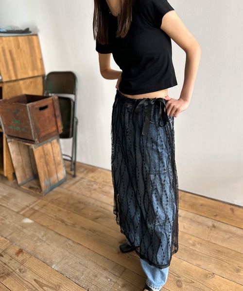 Kotoe(コトエ)の「シースルー ロングレーススカート シアースカート(スカート・レディース・ブラック/ホワイト・FREE)」の5枚目の写真