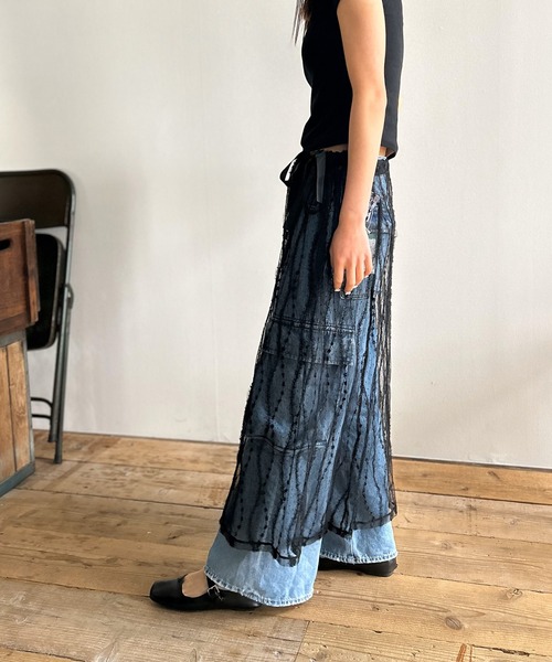 Kotoe(コトエ)の「シースルー ロングレーススカート シアースカート(スカート・レディース・ブラック/ホワイト・FREE)」の6枚目の写真