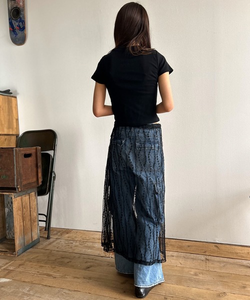 Kotoe(コトエ)の「シースルー ロングレーススカート シアースカート(スカート・レディース・ブラック/ホワイト・FREE)」の7枚目の写真