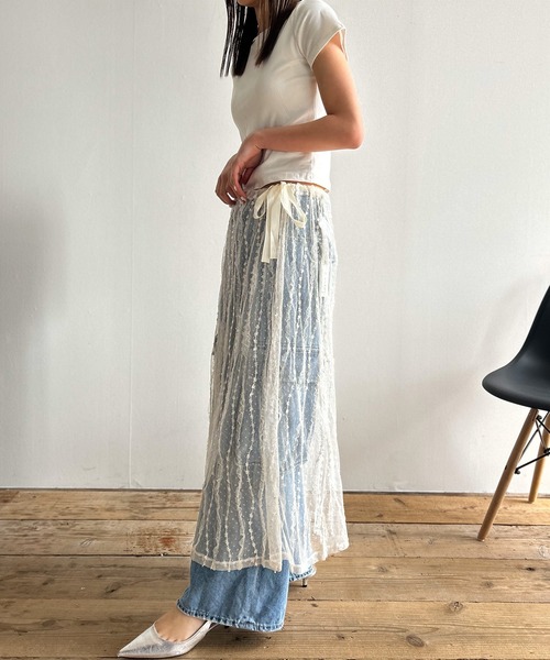 Kotoe(コトエ)の「シースルー ロングレーススカート シアースカート(スカート・レディース・ブラック/ホワイト・FREE)」の15枚目の写真