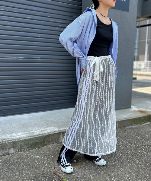 セール】シースルー ロングレーススカート シアースカート