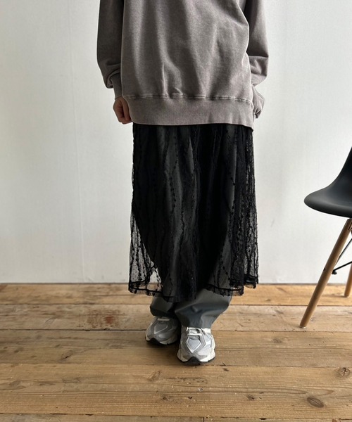 BPN シースルースカート セール】シースルー ロングレーススカート シアースカート