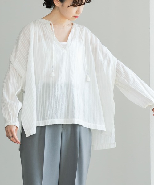 URBAN RESEARCH(アーバンリサーチ)の「ラメストライプチュニックブラウス(シャツ/ブラウス・レディース・オフホワイト/ブラック・FREE)」の20枚目の写真