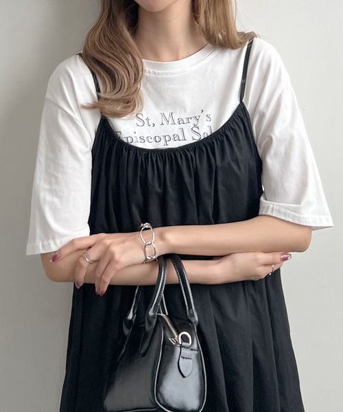 Futier land（フューティアランド）の「裾フレアギャザーキャミワンピース（ワンピース・レディース・ブルー/ブラック/グレイッシュベージュ/ブラウン・FREE）」の6枚目の写真