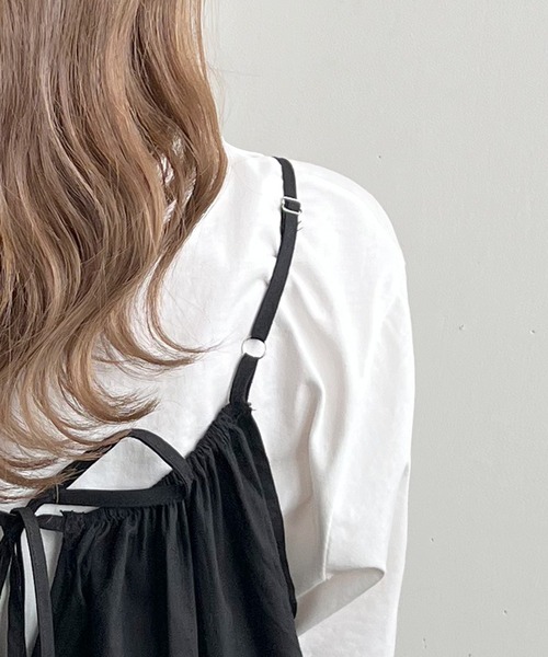 Futier land（フューティアランド）の「裾フレアギャザーキャミワンピース（ワンピース・レディース・ブルー/ブラック/グレイッシュベージュ/ブラウン・FREE）」の13枚目の写真