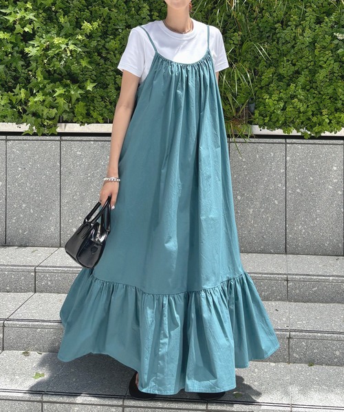 Futier land（フューティアランド）の「裾フレアギャザーキャミワンピース（ワンピース・レディース・ブルー/ブラック/グレイッシュベージュ/ブラウン・FREE）」の14枚目の写真