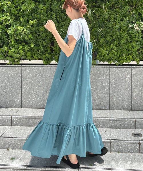 Futier land（フューティアランド）の「裾フレアギャザーキャミワンピース（ワンピース・レディース・ブルー/ブラック/グレイッシュベージュ/ブラウン・FREE）」の15枚目の写真
