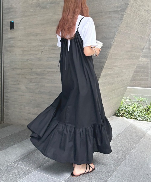 Futier land（フューティアランド）の「裾フレアギャザーキャミワンピース（ワンピース・レディース・ブルー/ブラック/グレイッシュベージュ/ブラウン・FREE）」の20枚目の写真