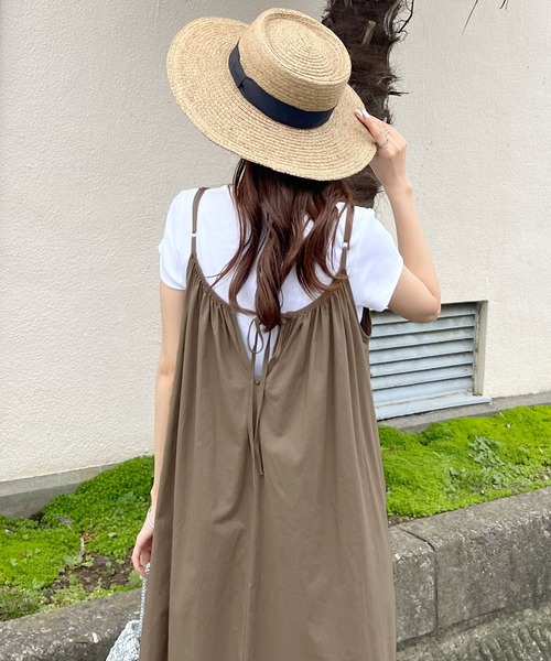 Futier land（フューティアランド）の「裾フレアギャザーキャミワンピース（ワンピース・レディース・ブルー/ブラック/グレイッシュベージュ/ブラウン・FREE）」の22枚目の写真