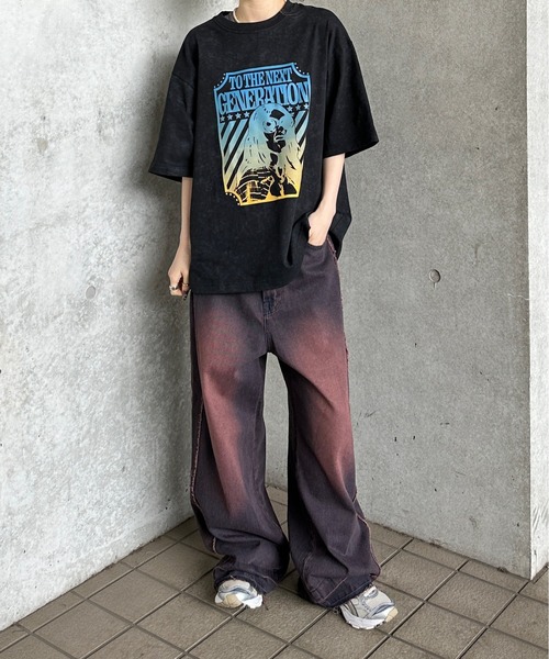 人気特価 セール】サイドフリンジオーバーダイデニム（デニムパンツ パンツ