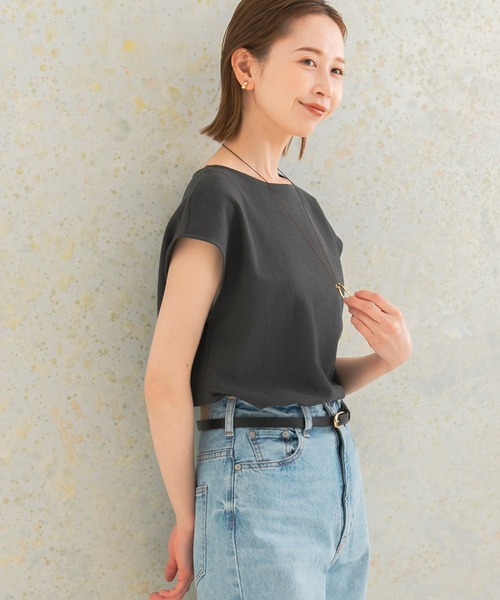 URBAN RESEARCH ROSSO WOMEN（アーバンリサーチ　ロッソ）の「ドライタッチフレンチプルオーバー（Tシャツ/カットソー・レディース・カーキ/オフホワイト/チャコールグレー・FREE）」の7枚目の写真
