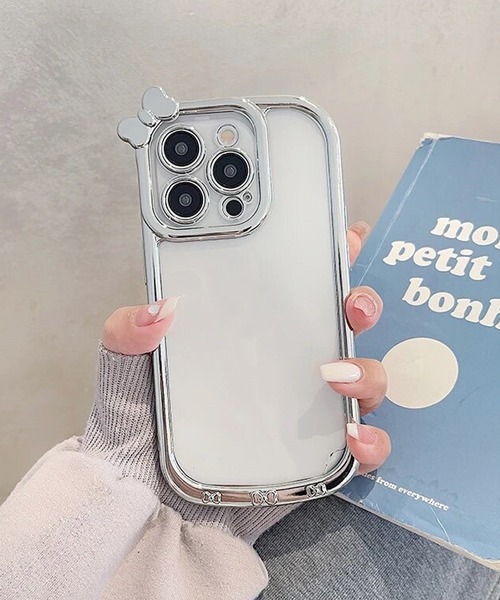 セール】【 ammy. / エイミードット 】 メッキフレーム リボン iphone