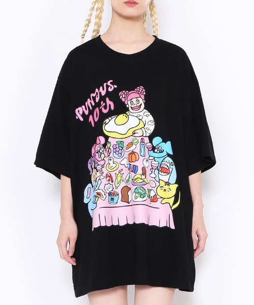 PUNYUS(プニュズ)の「PUNYUS famiiyビッグTシャツ(Tシャツ/カットソー・レディース・ブラック/ホワイト・3/4)」の9枚目の写真