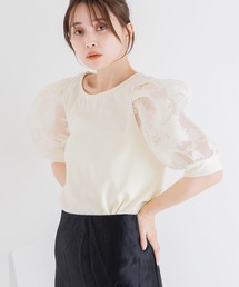 Dita Muaj. | オパール袖切替鹿の子トップス(Tシャツ/カットソー)