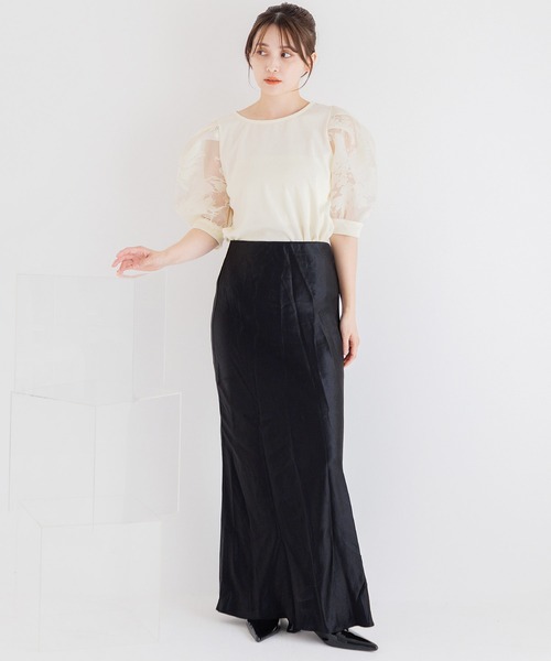 Dita Muaj.（ディータムアージュ）の「オパール袖切替鹿の子トップス（Tシャツ/カットソー・レディース・アイボリー/ブラック/ライラック・FREE）」の17枚目の写真