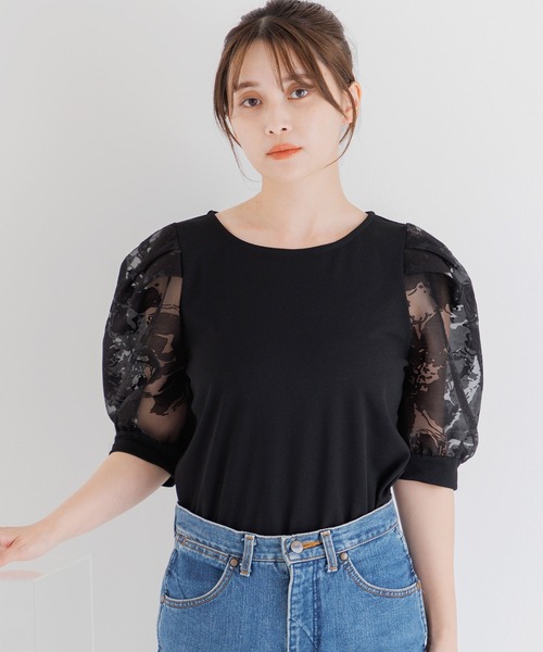 Dita Muaj.（ディータムアージュ）の「オパール袖切替鹿の子トップス（Tシャツ/カットソー・レディース・アイボリー/ブラック/ライラック・FREE）」の14枚目の写真