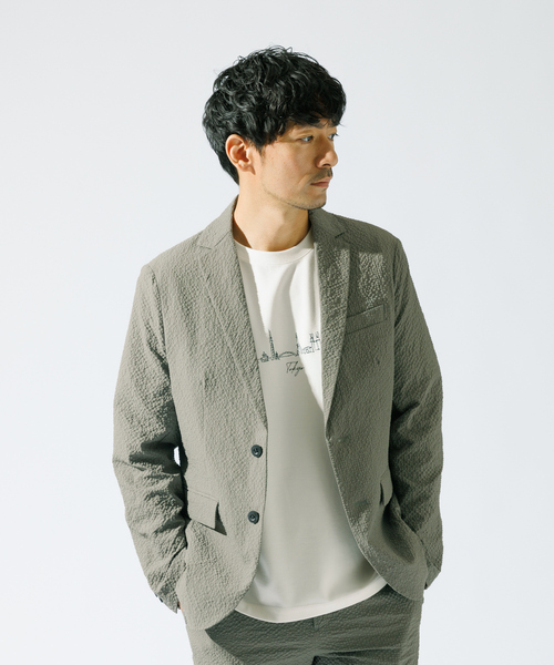 【セール】【QuickDry / セットアップ対応】オニサッカー ジャケット / サマージャケット（テーラードジャケット）｜ABAHOUSE GRAY（アバハウスグレイ） 8,712円