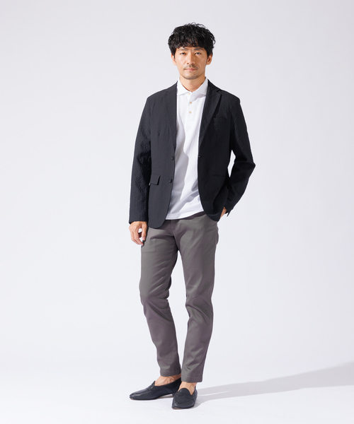 ABAHOUSE GRAY（アバハウスグレイ）の「【QuickDry / セットアップ対応】オニサッカー ジャケット / サマージャケット（テーラードジャケット・メンズ・ブラック/カーキ/ネイビー・46/44/50/48）」の4枚目の写真