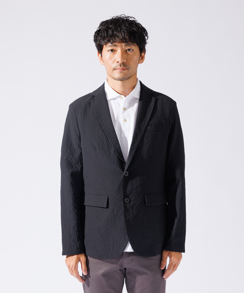 ABAHOUSE GRAY（アバハウスグレイ）の「【QuickDry / セットアップ対応】オニサッカー ジャケット / サマージャケット（テーラードジャケット・メンズ・ブラック/カーキ/ネイビー・46/44/50/48）」の5枚目の写真