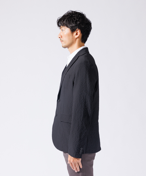 ABAHOUSE GRAY（アバハウスグレイ）の「【QuickDry / セットアップ対応】オニサッカー ジャケット / サマージャケット（テーラードジャケット・メンズ・ブラック/カーキ/ネイビー・46/44/50/48）」の6枚目の写真