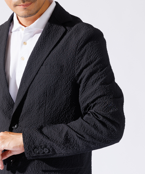 ABAHOUSE GRAY（アバハウスグレイ）の「【QuickDry / セットアップ対応】オニサッカー ジャケット / サマージャケット（テーラードジャケット・メンズ・ブラック/カーキ/ネイビー・46/44/50/48）」の9枚目の写真