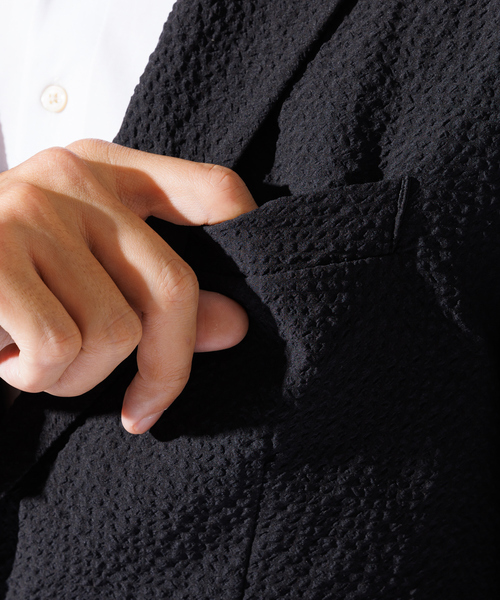 ABAHOUSE GRAY（アバハウスグレイ）の「【QuickDry / セットアップ対応】オニサッカー ジャケット / サマージャケット（テーラードジャケット・メンズ・ブラック/カーキ/ネイビー・46/44/50/48）」の11枚目の写真