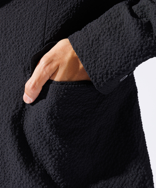 ABAHOUSE GRAY（アバハウスグレイ）の「【QuickDry / セットアップ対応】オニサッカー ジャケット / サマージャケット（テーラードジャケット・メンズ・ブラック/カーキ/ネイビー・46/44/50/48）」の12枚目の写真