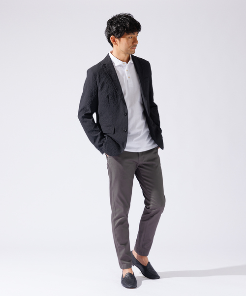 ABAHOUSE GRAY（アバハウスグレイ）の「【QuickDry / セットアップ対応】オニサッカー ジャケット / サマージャケット（テーラードジャケット・メンズ・ブラック/カーキ/ネイビー・46/44/50/48）」の16枚目の写真