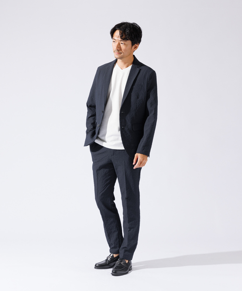 ABAHOUSE GRAY（アバハウスグレイ）の「【QuickDry / セットアップ対応】オニサッカー ジャケット / サマージャケット（テーラードジャケット・メンズ・ブラック/カーキ/ネイビー・46/44/50/48）」の20枚目の写真