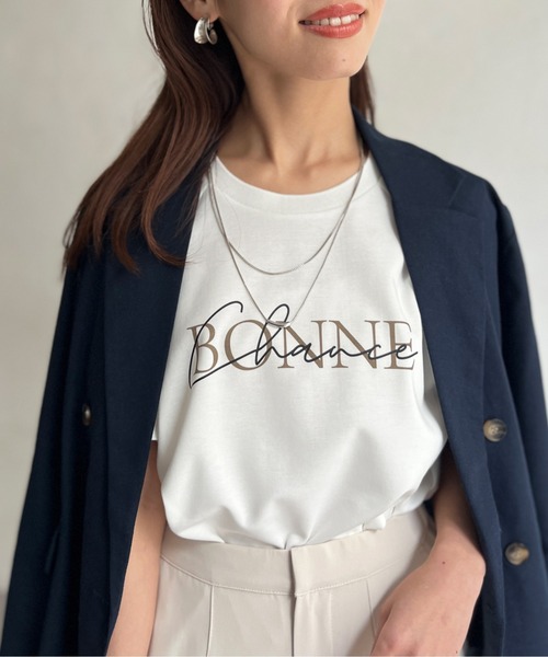 Chez toi(シェトワ)の「接触冷感ラグランスリーブロゴプルオーバー(Tシャツ/カットソー・レディース・ブラック/オフホワイト/イエロー・FREE)」の2枚目の写真