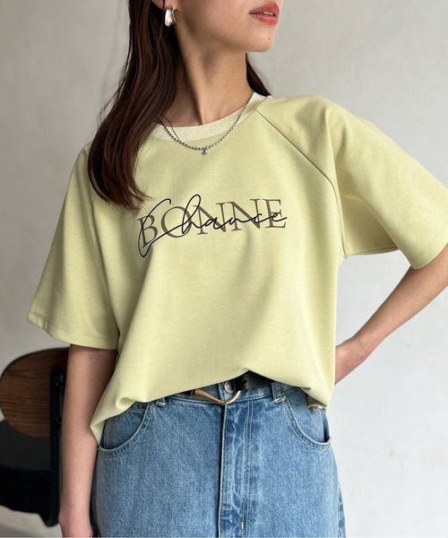 Chez toi(シェトワ)の「接触冷感ラグランスリーブロゴプルオーバー(Tシャツ/カットソー・レディース・ブラック/オフホワイト/イエロー・FREE)」の3枚目の写真