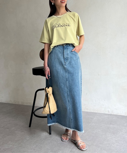 Chez toi(シェトワ)の「接触冷感ラグランスリーブロゴプルオーバー(Tシャツ/カットソー・レディース・ブラック/オフホワイト/イエロー・FREE)」の10枚目の写真