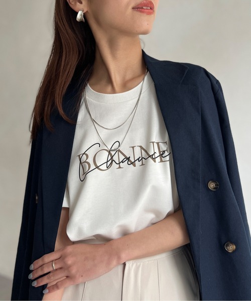 Chez toi(シェトワ)の「接触冷感ラグランスリーブロゴプルオーバー(Tシャツ/カットソー・レディース・ブラック/オフホワイト/イエロー・FREE)」の11枚目の写真