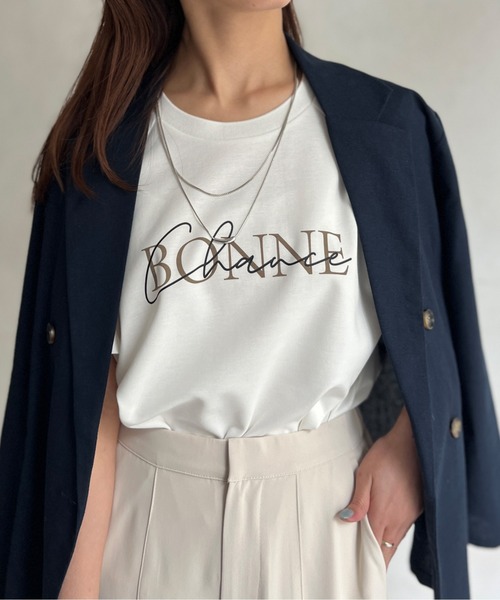 Chez toi(シェトワ)の「接触冷感ラグランスリーブロゴプルオーバー(Tシャツ/カットソー・レディース・ブラック/オフホワイト/イエロー・FREE)」の12枚目の写真
