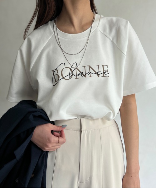Chez toi(シェトワ)の「接触冷感ラグランスリーブロゴプルオーバー(Tシャツ/カットソー・レディース・ブラック/オフホワイト/イエロー・FREE)」の13枚目の写真