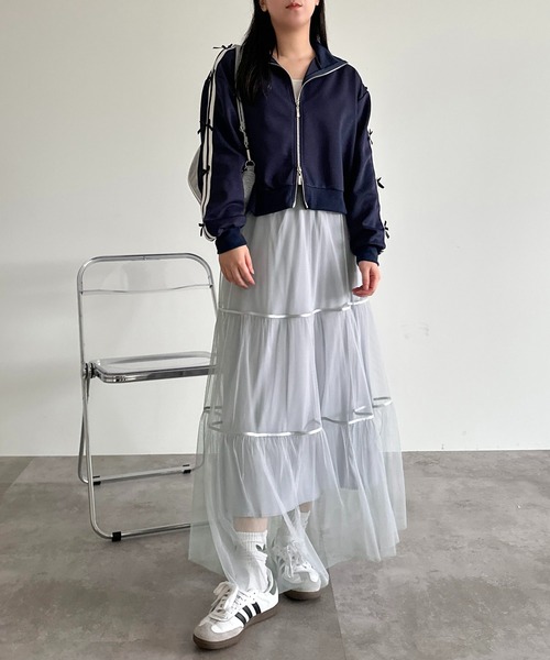apres jour mignon(アプレジュールミニョン)の「チュールフレアスカート【ZOZOTOWN限定アイテム】(スカート・レディース・ライトグレー/アイボリー/ブラック・SMALL/MEDIUM/X-LARGE)」の6枚目の写真