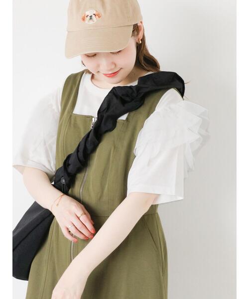 ehka sopo（エヘカソポ）の「袖フリルチュールカットソー（Tシャツ/カットソー・レディース・オフホワイト/ブラック/ピンク・F）」の2枚目の写真