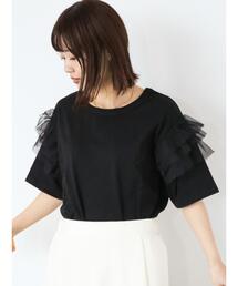 袖フリルチュールカットソー