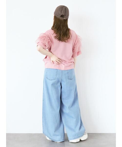 ehka sopo（エヘカソポ）の「袖フリルチュールカットソー（Tシャツ/カットソー・レディース・オフホワイト/ブラック/ピンク・F）」の6枚目の写真