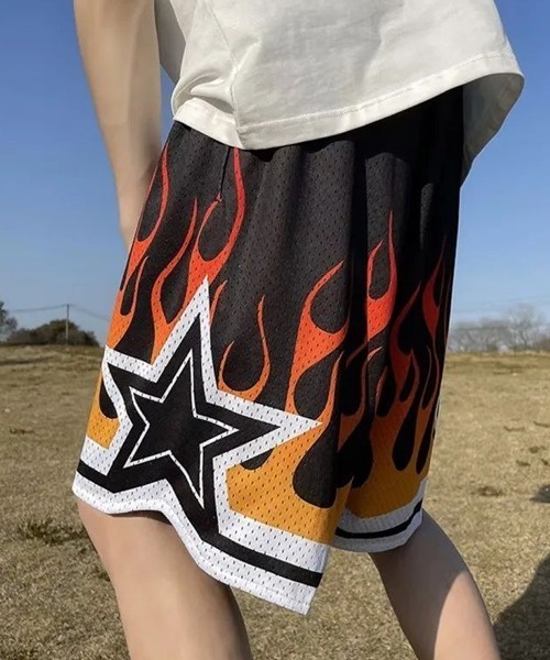 ☆希少☆Palm Angels ファイヤーパターン総柄ハーフパンツ 炎 20SS